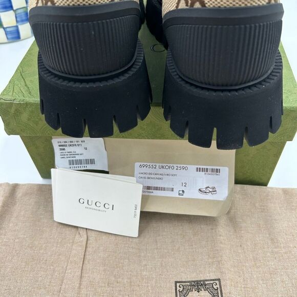 Men’s Gucci, maxi GG Supreme canvas loafers size 12 made in Italy - Picture 7 of 11